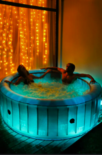 Soft Body Hot Tub - glowing blue tub with warm ambiance
